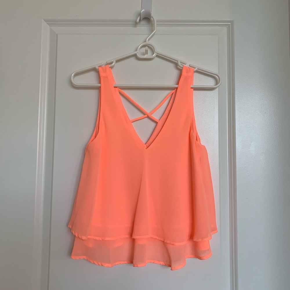 Lush double v neck coral tank top